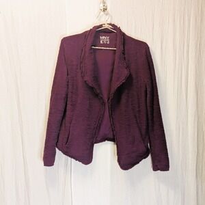 Marc New York Performance Cotton Tweed Plum Open Blazer Sz M Textured